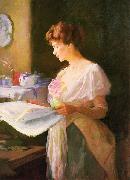Ellen Day Hale Morning News. Private collection Spain oil painting artist